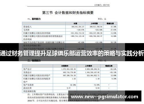 通过财务管理提升足球俱乐部运营效率的策略与实践分析
